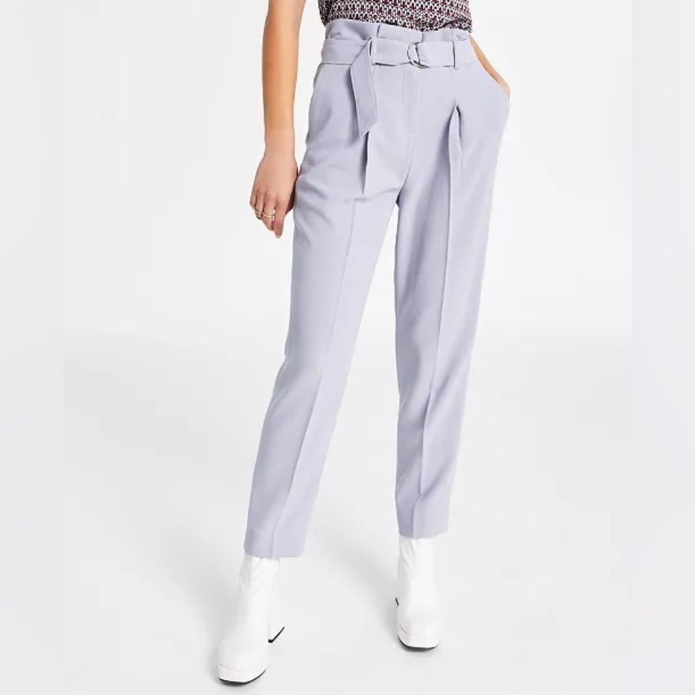 MSRP $89 Bar III Women Texture Crepe Slight Tapered Ankle Pants Moonstone Sz 16